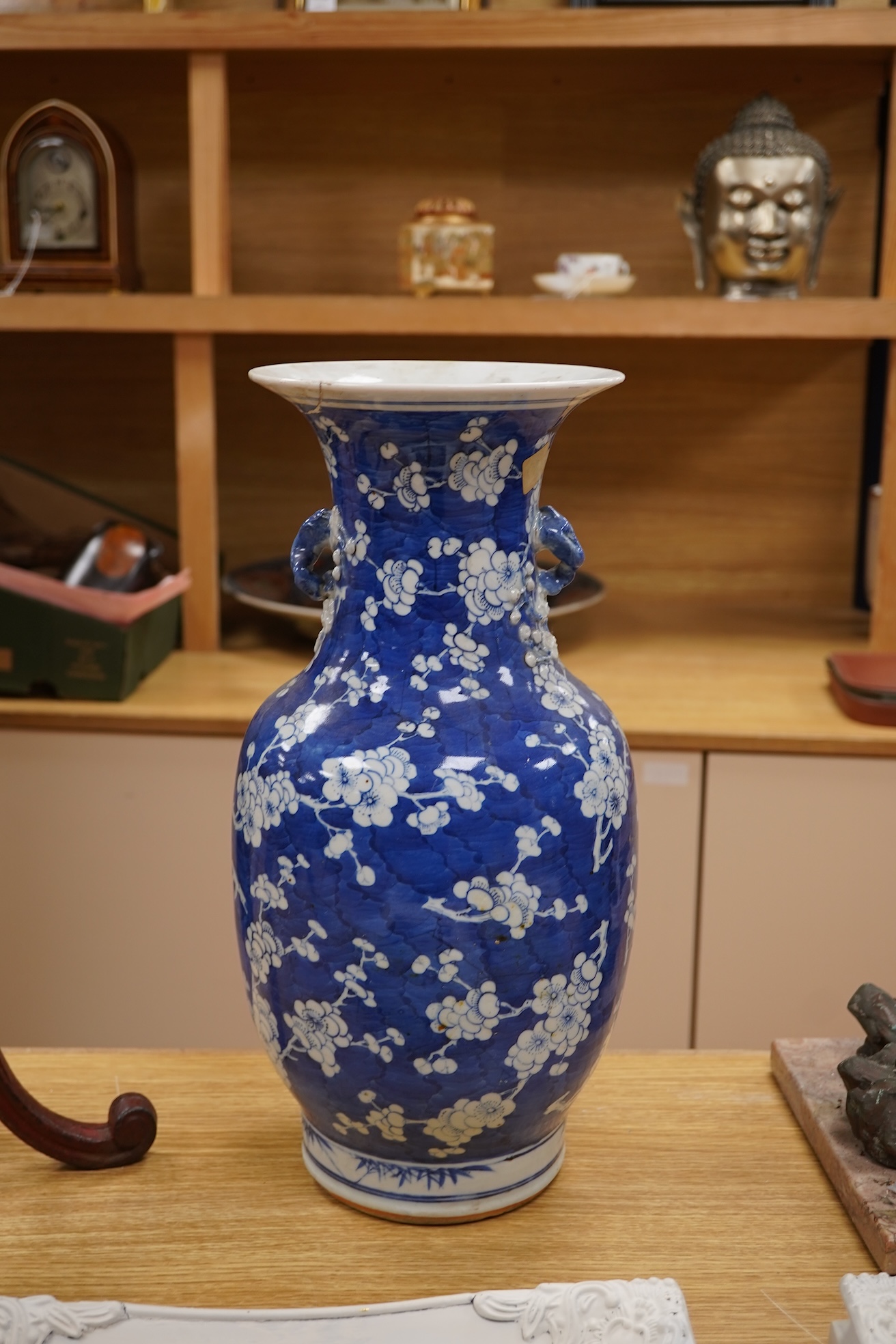 A large Chinese blue and white prunus vase, 19th century, 43cm